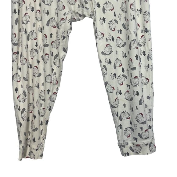 Duluth Trading Pajama Pants Beaver Print Mens 2XL Cream - Picture 4 of 6
